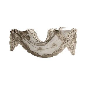 Black Lace Veil Scarf With Floral Pattern Sheer Design